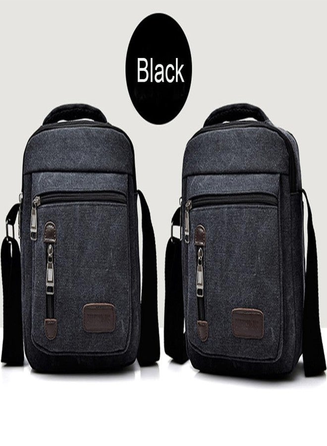 CAAORDKSO Messenger bag for Men, Vintage Canvas Crossbody Bag Shoulder Bag, Small Messenger Satchel Bag for Women, 8.8 x 11 x 3.5 inch (Black) - Image 2